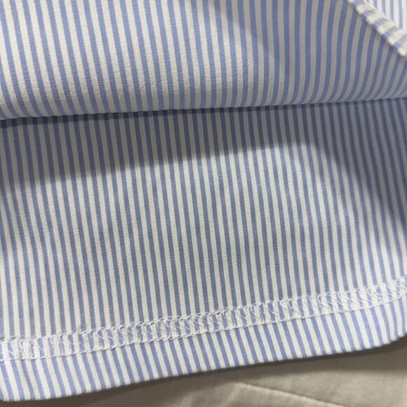 nanette lepore M Chambray Blue White Vertical Stripe Stretch Pull on Shorts - Picture 5 of 5